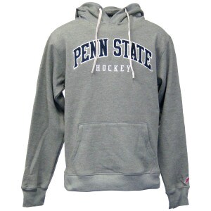 gray hooded sweatshirt with Penn State Hockey across front